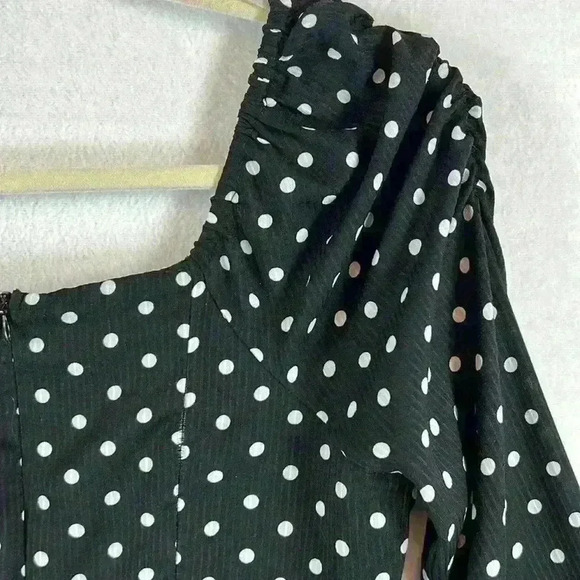 Lulu's Charmed and Classy Dress Women's Small Black and White Polka Dot Midi - Picture 8 of 8